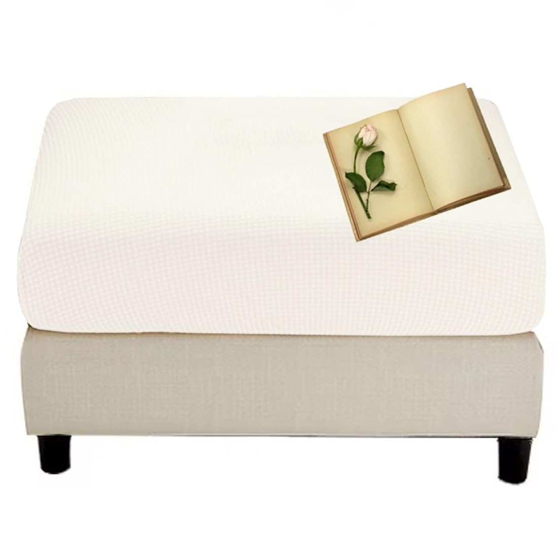 Ottoman Cover Rectangle Square Ottoman Covers Stretch Velvet Jacquard Ottoman Slipcovers Black/Cream/Dark Grey/Beige Foot Stool Covers Removable Washable with Elastic Bottom ( Color : #5 , Size : 70-8