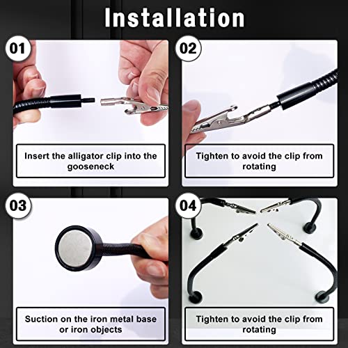 Image of 2 Pack Magnetic Helping Hands Soldering,Flexible Gooseneck Metal Arms for Automobile Electronics Soldering jewelry, Painting Art Crafts Hobby with Adjustable Alligator Clips