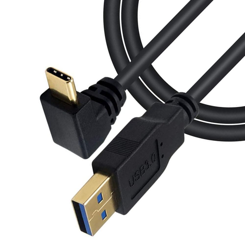 Câble USB C mâle vers USB 3.0 mâle (1 m), câble coudé à 90 degrés vers le haut et vers le bas de type C vers type A, prend en charge la synchronisation des données et charge rapide pour