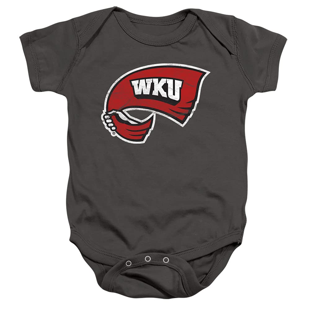 Western Kentucky University Official Distressed Primary Unisex Infant Snap Suit for Baby,Charcoal, 6 Months