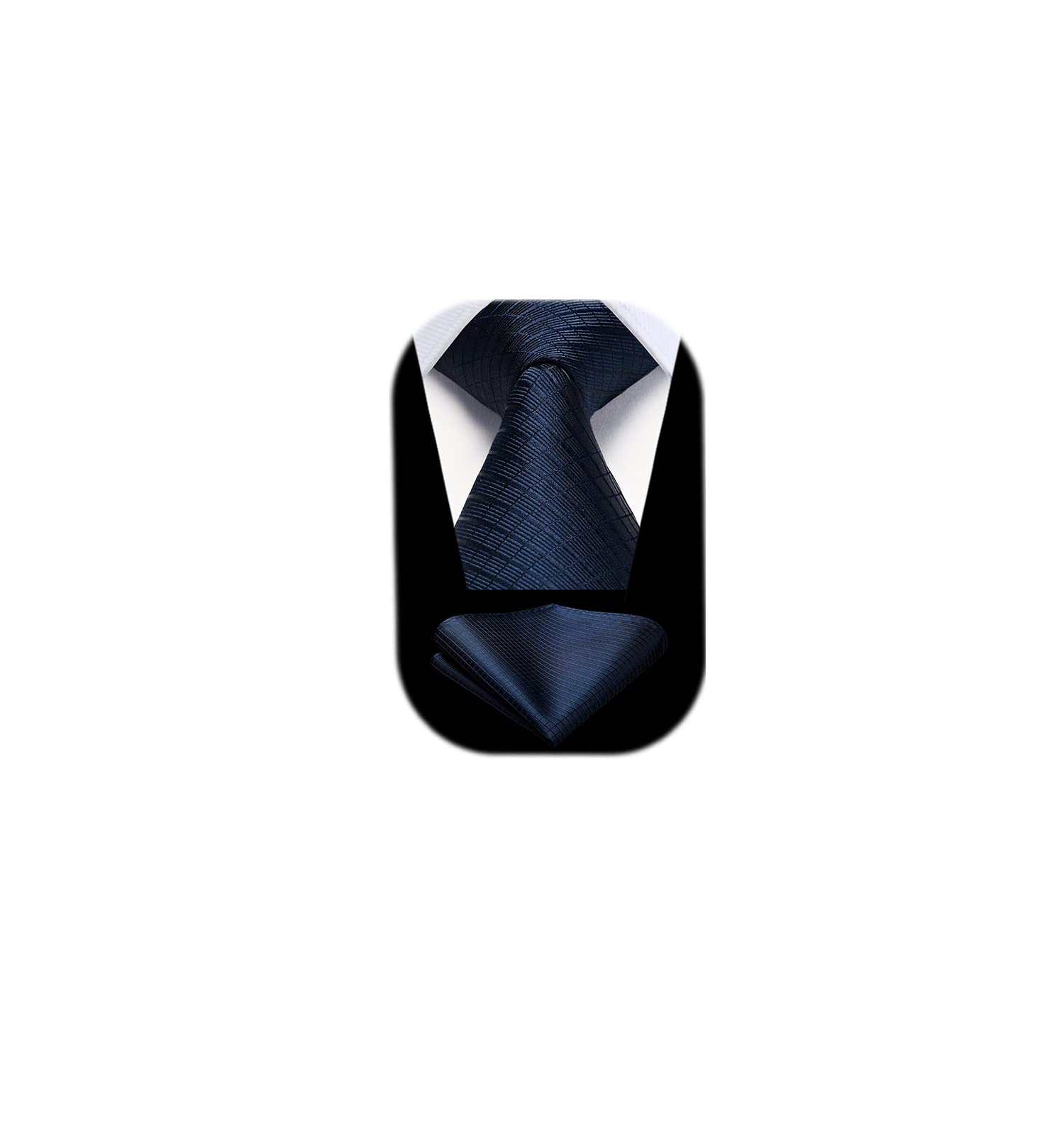 HISDERN Mens Ties Plaid Tie and Pocket Square Set Classic Woven Formal Checkered Neckties &amp; Handkerchief Wedding Party