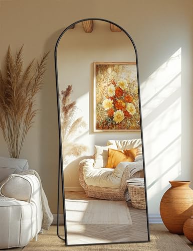 Full Length Arched Mirror, 70"x24" Standing Floor Full Body Mirror for Wall with Aluminum Alloy Frame for Bedroom, Living Room, Dressing Room(Black)