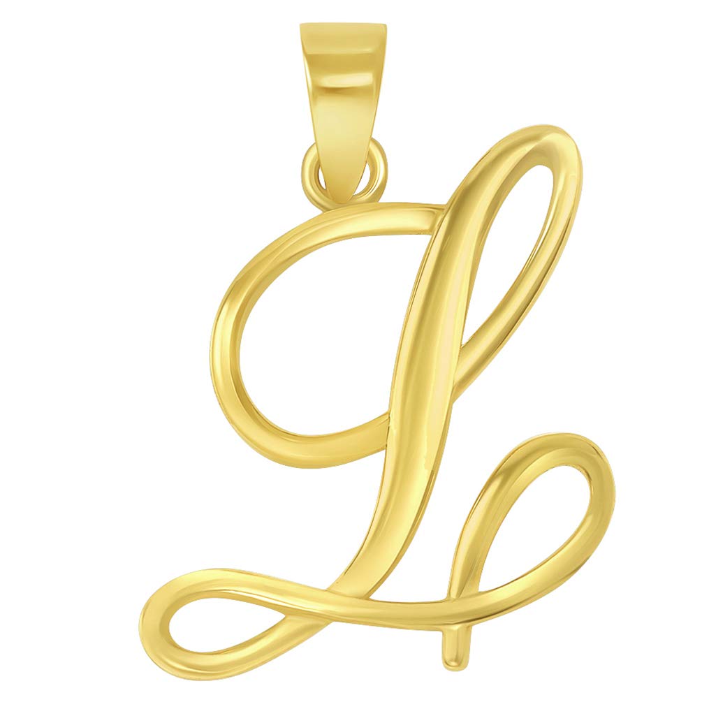 Jewelry America Solid 14k Yellow Gold Script Initial Pendant