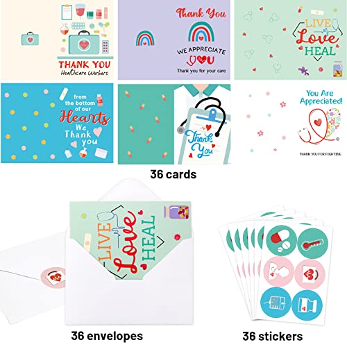 Medical Thank You Cards For Nurses Doctors Medical Appreciation Cards Healthcare Workers 36 Pack Nurses Week Cards Thank You Doctor Cards With Envelopes And Stickers #TOP1