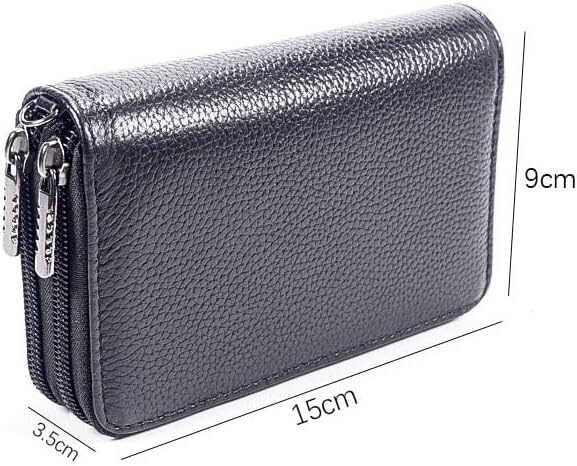 Borsa Portachiavi in Pelle, Porta Monete, Porta Carte, Doppio Strato, Doppia Cerniera, per Uomo e Donna, Grande capacità