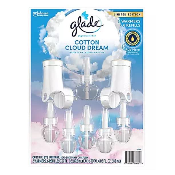 GladePlugIns Scented Oil (2 Warmers + 6 Refills) Cotton Cloud Dreams
