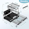 2 Tier Dish Drying Rack, Large Extendable Dish Racks for Kitchen Counter or Over Sink, Dishrack with Drainboard, 2-in-1 Anti-Rust Stainless Steel Dish Drainer with Utensil Holder & Cup Holder (Black) #1