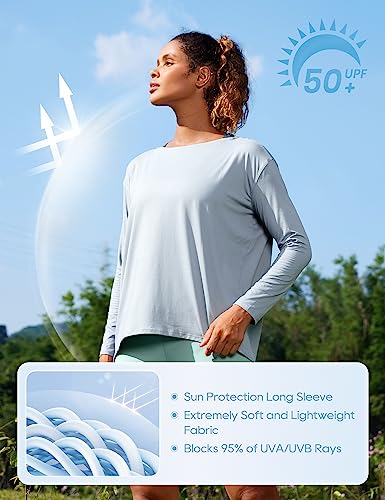 CRZ YOGA Womens UPF 50+ Lightweight Long Sleeve Workout Shirts Sun Protection Loose Quick Dry Hiking Tops Outdoor Fishing3