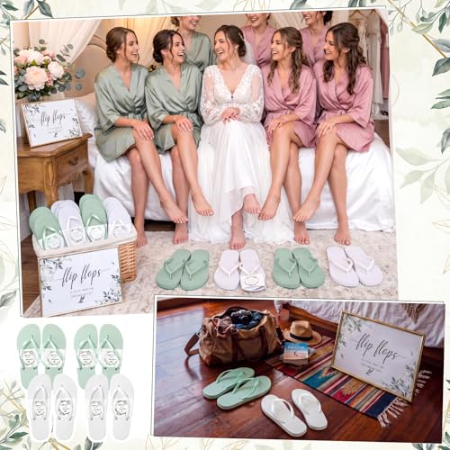 Image of Zoooyawn 24 Pairs Wedding Party Favors Flip Flops Bulk Wedding Sign for Guest