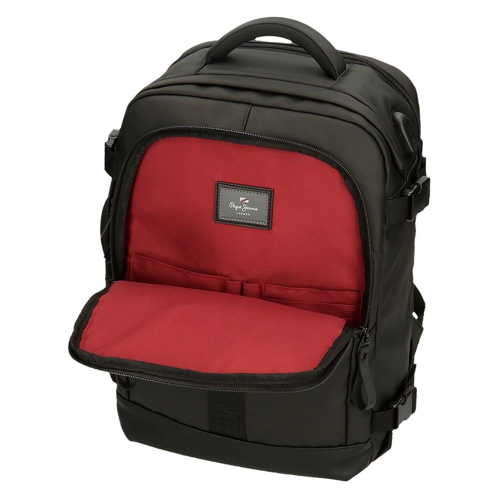 Pepe Jeans Hoxton Mochila para Portátil, diferentes tamaños Negro y azul, Poliéster y PU