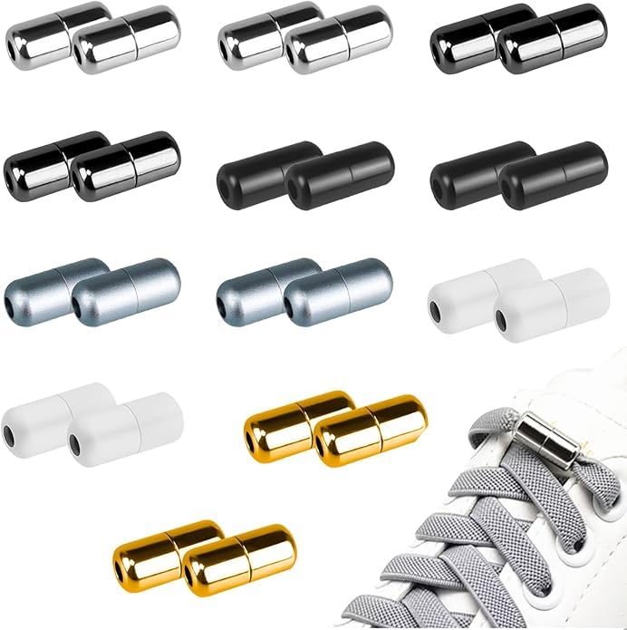 Hengxinc24 PCS Metal Capsule Shoelace Connector - Adult Lazy Laces Buckle, Kinder Thick Lock for Sneakers and Casual Shoes