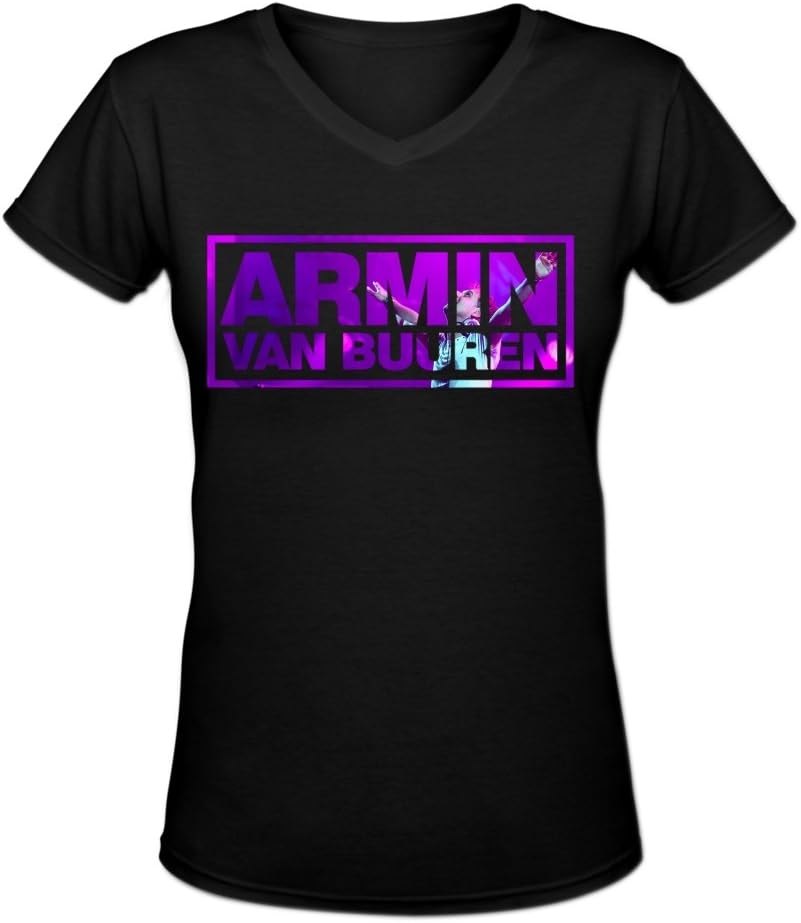 Blackwhitem Women's Armin Van Buuren V-Neck Slim T-Shirt XL Black
