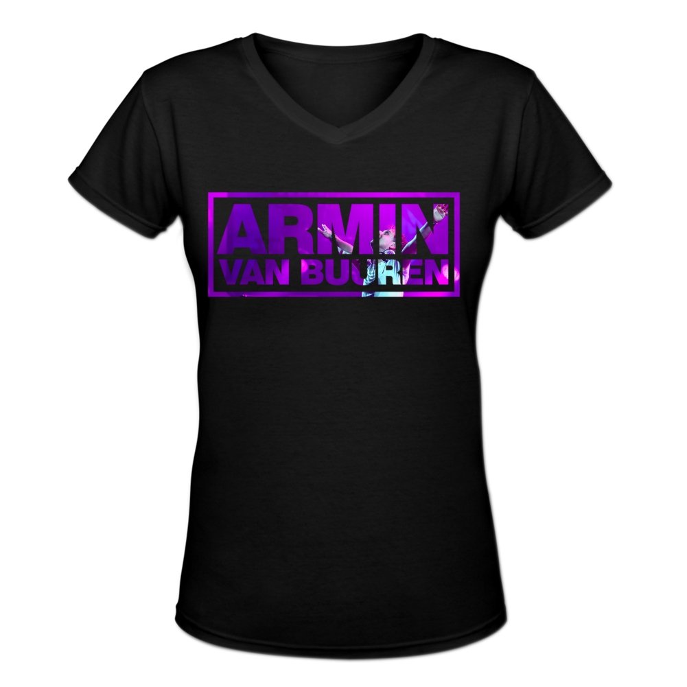 Blackwhitem Women's Armin Van Buuren V-Neck Slim T-Shirt XL Black