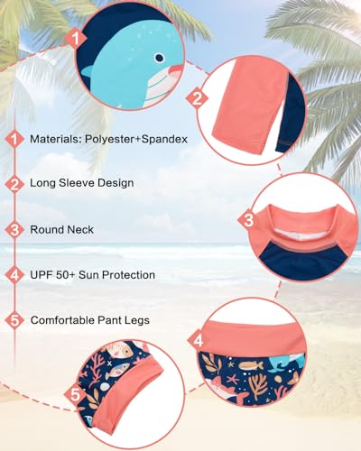 Image of ALVA 2 Pcs Long Sleeve Rash Guard Swim Diaper Sets, Baby Toddler Swimsuit UPF 50+ Sun Protection for Boy and Girl
