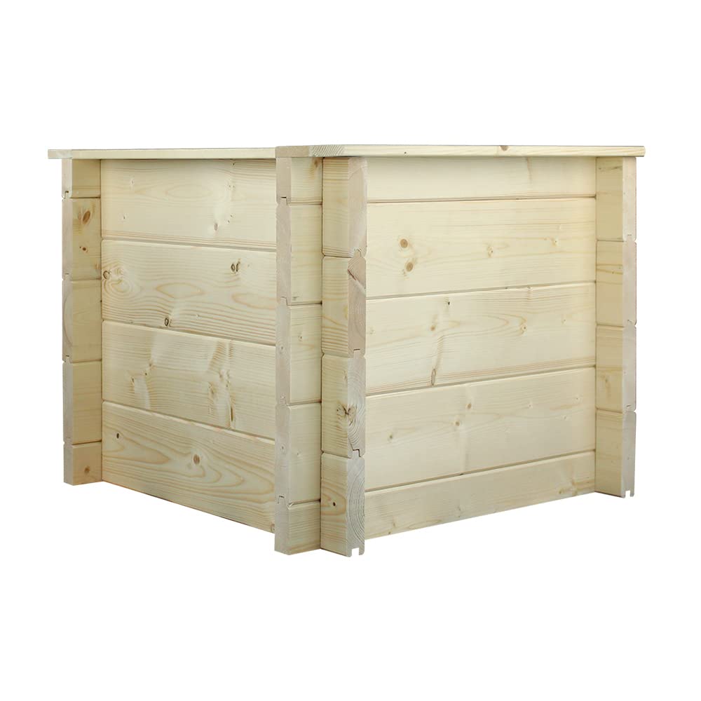 TIMBELA Carre Potager Exterieur Bois - Jardinieres Exterieur pour Jardin, Balcon, Terrasse – pour Fleurs, Herbes aromatiques, Légumes- Bois Massif pin/épicéa 28 mm, 58x58xH46 cm, M617