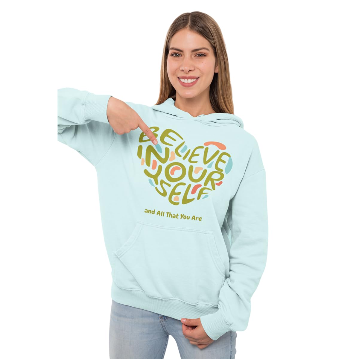 custom Hoodies for Women | 300 GSM |Cotton Fleece Hoodie | Printed | Pullover| Ribbed Hem | Blue | Pink | Lavende | Black | Grey | Mint | Sky Blue | Green | Plus Size (Mint)-picture-38