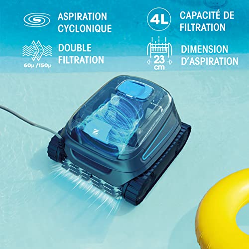 Robot Piscine électrique CNX 30 IQ Zodiac pour Piscine jusqu'à 12x6 m, Nettoyage Fond, parois et Ligne d'eau. Contrôle Via app. Inclus câble 18m, Double Filtration et boîtier de Commande.