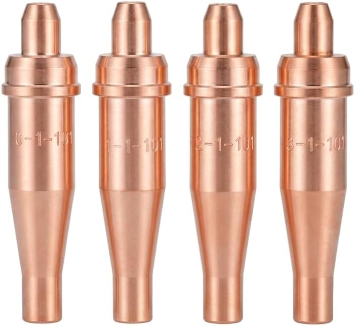 1-101 Victor Style Cutting Torch Tips, 4 Pack Acetylene Torch Tip Set, Includes 0-1-101 1-1-101 2-1-101 3-1-101, Copper Nozzles for Oxygen Acetylene Cutting Torch