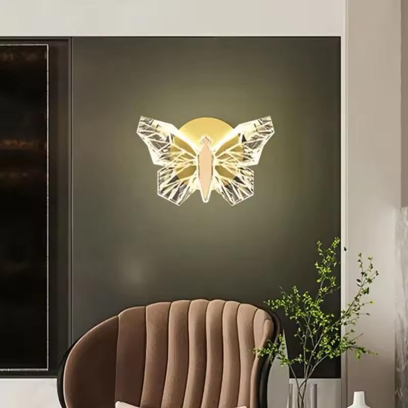 Image of blissbells Butterfly Designer LED Wall Light | Crystal Decorative Wall Lamp with Warm White Glow | Luxury Wall Sconce for Bedroom, Living Room & Kids Room Decor
