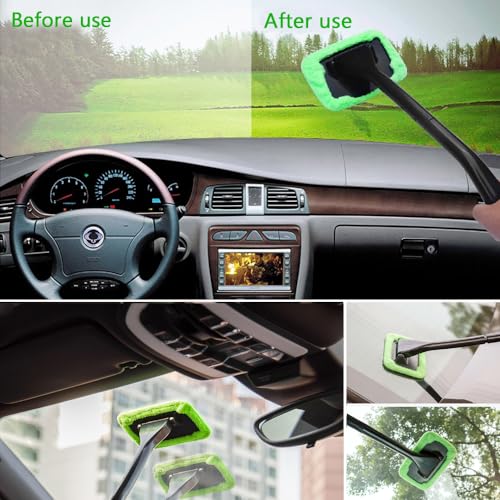 Car Windscreen Cleaner Tools From Inside Window Glass Cleaning Tools Great for Fog & Moisture Removal (Green) - Image 4