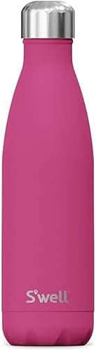 S'well Botella de agua de acero inoxidable, 17 onzas, rosa azalea, recipientes aislados al vacío de triple capa que mantiene las bebidas frías Rosa