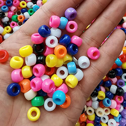 Assortiment de perles Pony beads - 9x6 mm Multicolore - Transparent pailleté x50 - Perles & Co