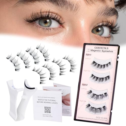 Goddvenus Magnetic Eyelashes 2 Pairs Natural Look False Lashes wi...