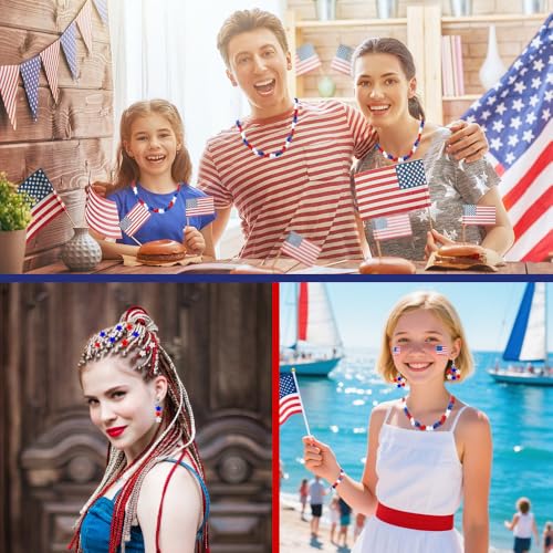 1100PCS Star Beads,Red White and Blue Beads,Patriotic Star Pony Bead Bracelets,4th of July Bead,Independent Day Accessories for Jewelry Making Crafts & Hair Braiding