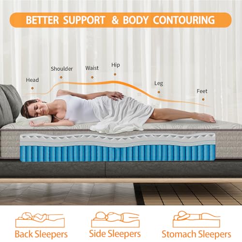 Image of Twin XL Mattress 12 inch, Medium Firm Hybrid Mattresses with Gel Cooling Memory Foam and Pocket Springs, Twin XL Mattress in a Box, Pressure Relief, Motion Isolation, CertiPUR-US
