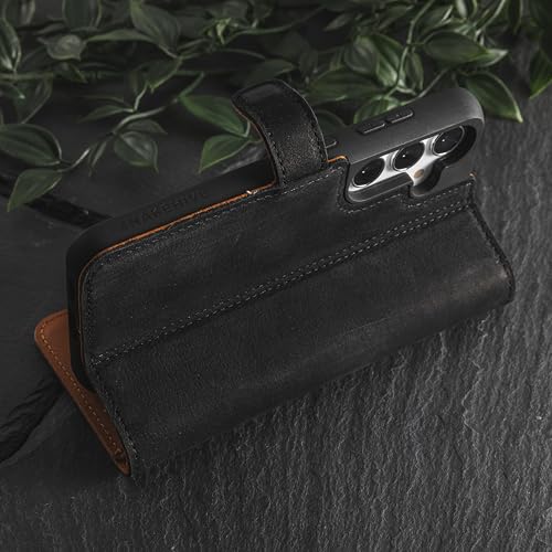 Coque Samsung S24 Plus Snakehive en cuir véritable noir au style vintage unique - 2