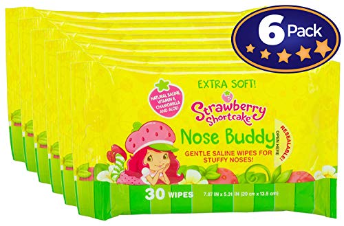 Strawberry Shortcake Flushable Saline Wet Wipes with Aloe 180 Count. Unique Moisturizing Formula Dissolves Snot Without Fuss. Pediatrician Recommended for Kids & Babies - Gentler Than Dry Tissue.