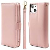 ラスタバナナ ケース カバー iPhone14 13 共用 手帳型 カード入れ おしゃれ スタンド機能 シンプル 大人 ハンドストラップ付き ライトピンク アイフォン14 スマホケース 7023IP261BO