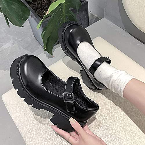 Women's Platform Mary Janes Chunky Heel Ankle Strap Uniform Dress Shoes Heeled Gothic Lolita Oxfords3