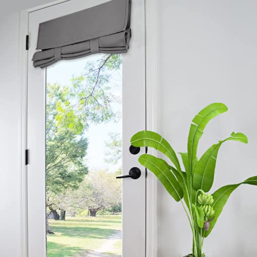 Wdfour Door Curtains For Door Window, French Door Curtains For Privacy, Easy Installed Tricia Door Panels,Front Door Sidelight Curtain Tie Up Shade, Washable Curtain 25W X 70L Inch Dark Gray, 1 Panel #TOP4