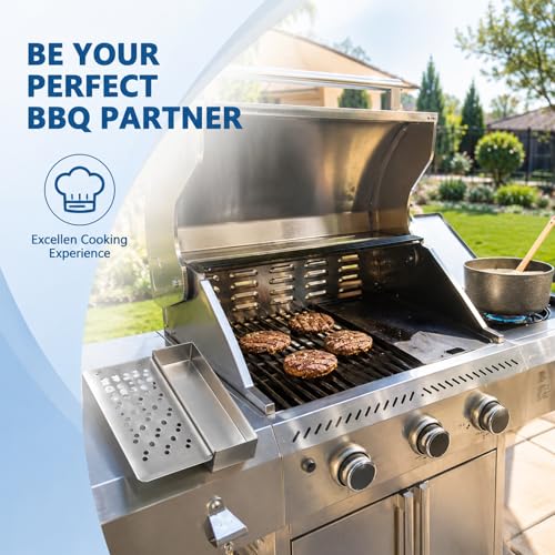 Image of SafBbcue G31PRO Grease Catch Pan Compatible with Electactic 3-Burner Propane Gas Grill with Side Burner, Grease Tray Replacement Grease Pan with 10-Pack Aluminum Drip Pans Liner