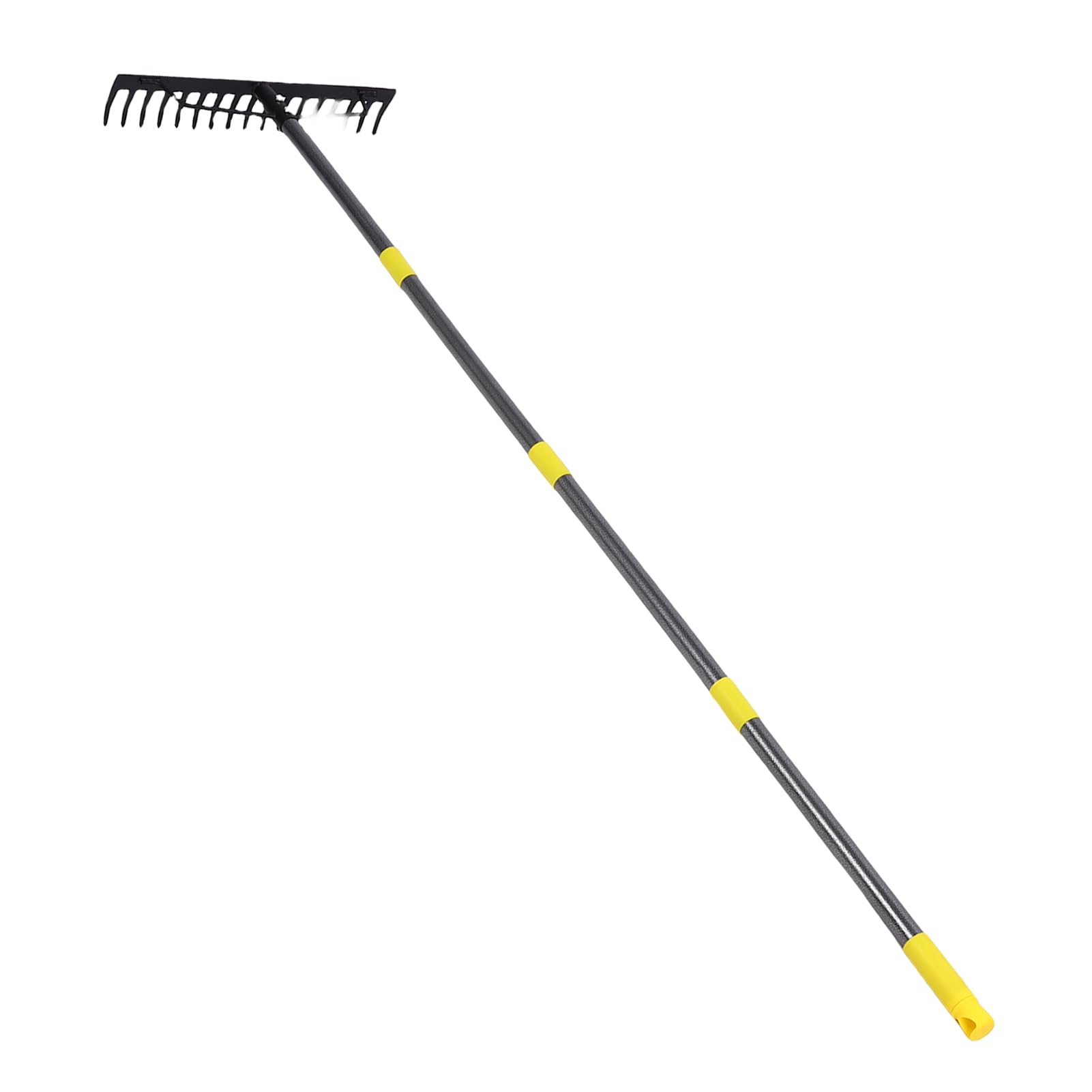 Rastrello da Giardino Multifunzionale in Metallo a 16 Denti con Rivestimento Antiruggine, Facile Montaggio per la Rimozione delle Foglie e il Livellamento del Terreno
