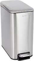 Lixeira Com Pedal Aço Inox Escovado 5 Litros Lixo Sistema Soft Close Balde Removível (Inox Escovado)