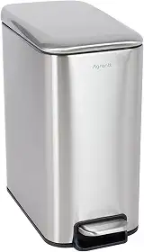 Lixeira Com Pedal Aço Inox Escovado 5 Litros Lixo Sistema Soft Close Balde Removível (Inox Escovado)
