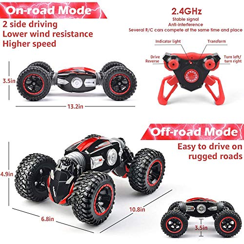 RC Car Off-Road Remote Control Car Monster Truck 4WD Dual Motors Electric Vehicles Rock Crawler 2.4Ghz RC Truck (Red)