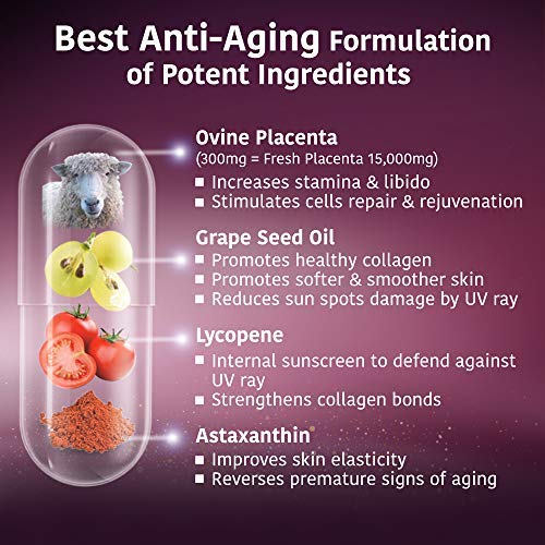 CellLabs 15,000mg Sheep Placenta with Grape Seed Oil Plus, with Lycopene, Astaxanthin, Potent