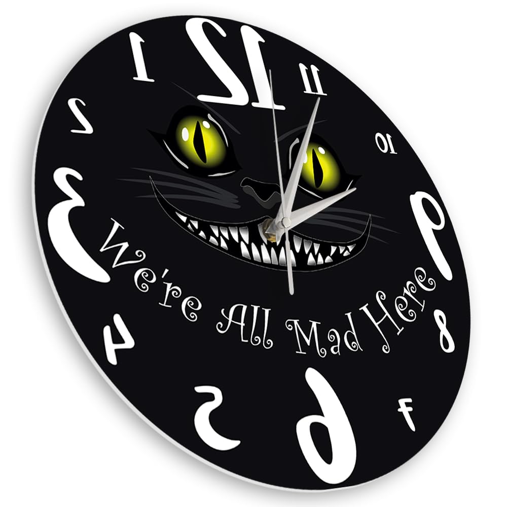 Reloj de marcha atrás con diseño de gato de Cheshire de 15 pulgadas, en sentido contrario a las agujas del reloj, reloj de pared silencioso de cuarzo sin tictac, funciona con pilas, estamos