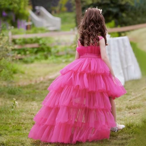High Low Tulle Pageant Gown Tiered Flower Girl Dress Layered Ball Gown Kids Birthday Party Dress2