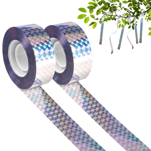 2 Rollen Flatterband Vogelabwehr, 100mx2.4cm Reflexion Reflektorband zur Vogelabwehr Abwehrband Vogel Band, Vogelabwehr Vogelband, Reflektierendes Vogelabwehrband für Garten Balkon Hof Obstbaumschutz