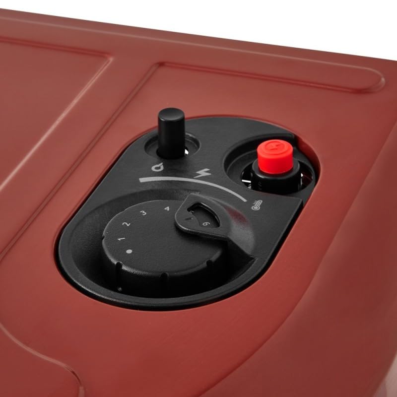 FAVEX - Chauffage d'appoint à gaz Volga Rouge brique - Prêt à l'emploi livré avec tuyau et détendeur - Infrableu effet feu de cheminée - 6 puissances de chauffe Thermostat - Jusqu'à 40 m²