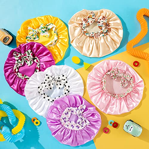 6 Pieces Kids Bonnets For Girls Toddler Bonnet Kids Sleeping Cap Elastic Silky Bow Tie Satin Hair Bonnet For Sleeping Toddler Adjustable Sleep Bonnets With Tie Band For Teens Baby() Multicolor #TOP3