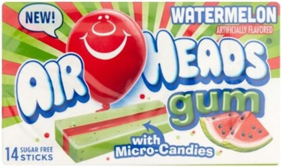 Air Heads Watermelon Gum with Micro Candies 14 Sticks