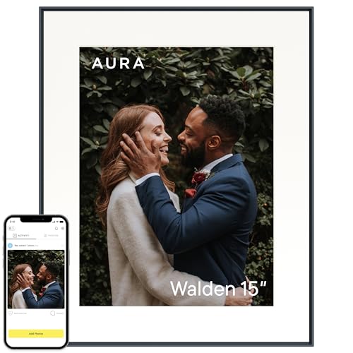 Image of Aura 15 inch HD WiFi Digital Picture Frame - Free Unlimited Cloud Storage - Send Photos from Phone - No Subscription - Auto On /Off - Gift for Parents & Grandparents (Black Mat, 15 inch)