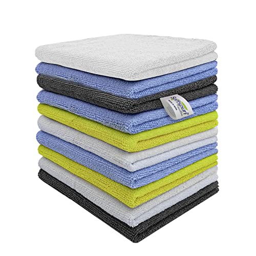 Image of SOFTSPUN B Quality Microfiber Cloth - Going Cheap! 10 pcs 30X35 cms 280 GSM Assorted Colour Thick Lint & StreakFree Multipurpose Cloths for Car Bike Cleaning Polishing Washing & Detailing.