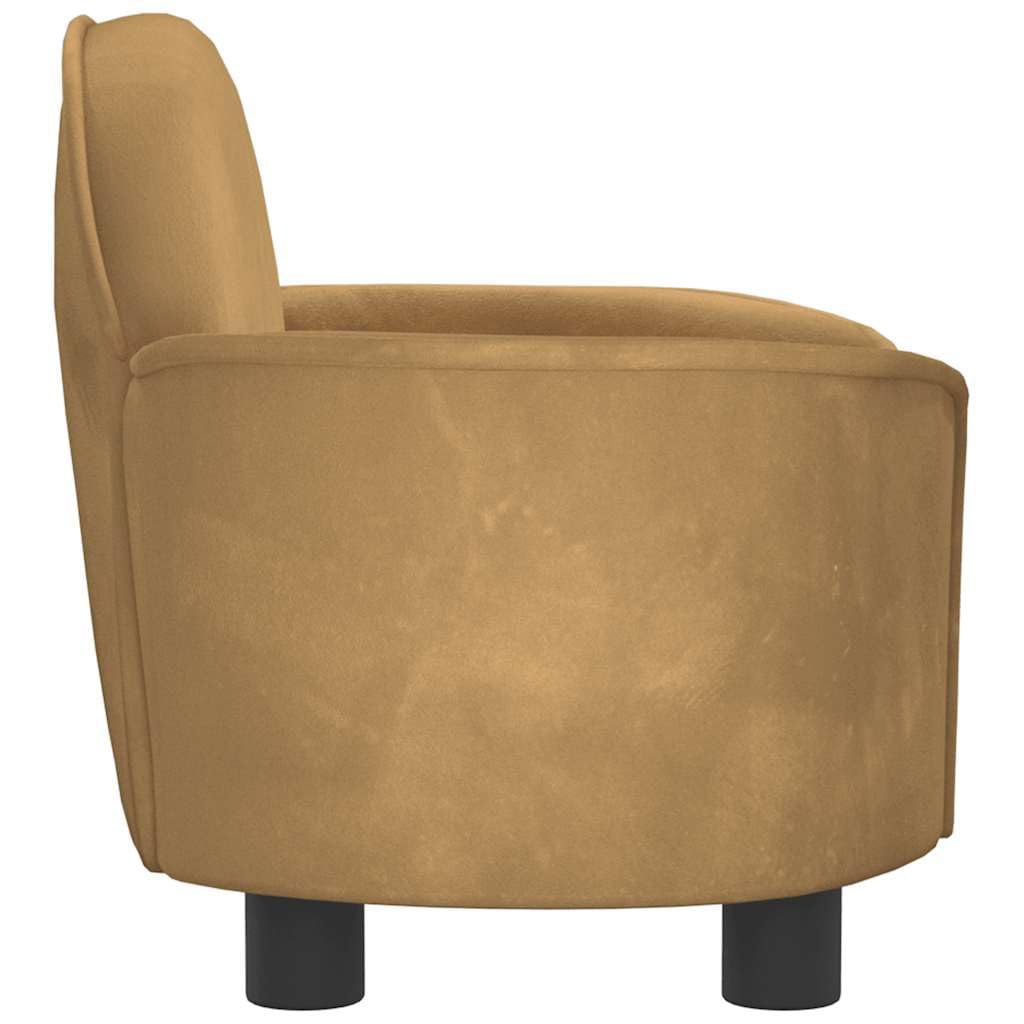 Cama para perros de terciopelo para salón con suave marco de madera de pino y cuatro patas estables como cómoda cama para mascotas para descansar en marrón, 66 x 40 x 45 cm