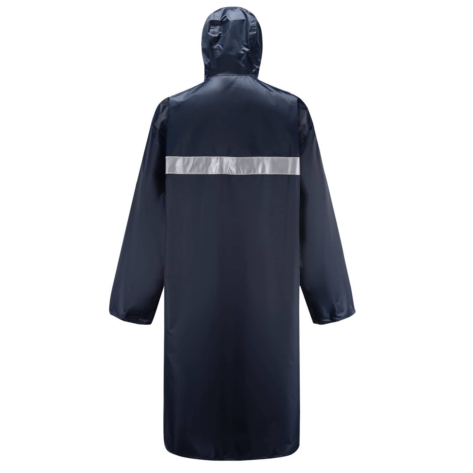 Homme Pluie Imperméable Léger avec Capuche et Manches Ripstop Respirant Multi-Usage Imperméable avec Réfléchissante Manteau de Pluie Long Impermeable